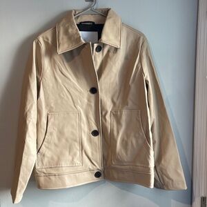 NWT NVLT Vegan Leather Trucker Jacket - Latte - Medium, Large or XL